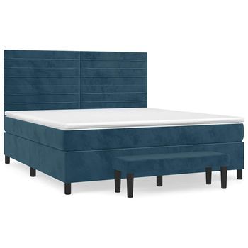 Cama Tapizada 203x160x128 Cm Contrachapado, Madera Procesada - Azul