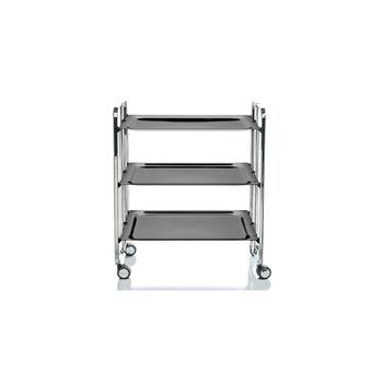 Carrito Auxiliar Plegable Bauhaus Cromado Con Ruedas – 3 Niveles Y 3 Posiciones,,negro
