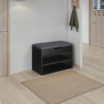 Banco zapatero para 6 pares y acolchado 60 x 30 x 43,5 cm, negro