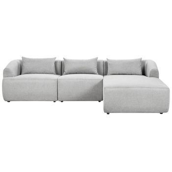 Sofá Esquinero Minimalista Moderno Izquierdo Tapizado De Tela Cojines Adicionales 3 Plazas Gris Svansele