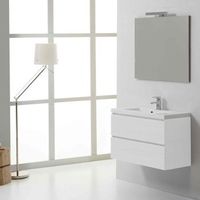 mueble de bano suspendido 80cm 2 cajones blanco foresta y espejo 80x70  manhattan