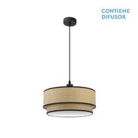 fabrilamp lampara colgante de 2luces modelo roque naturalnegro