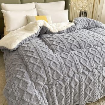 HOMESOL - Invierno Colcha Cordero Cachemira Manta Edredón Cama 180/240 Edredon De Invierno Cálido,Suave, Transpirable para Invierno,Blue,180x260cm，240x260cm
