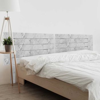 Dhome Cabecero De Madera Reciclada Dm Para Camas De 210 Estilo Palet Horizontal Con Patas Dual Dividido En 2 Piezas Cama Palet Herrajes Incluidos (220cm Dual, Acabado Mármol)