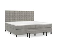 cama box spring con colchon terciopelo gris claro 200x200 cm botones