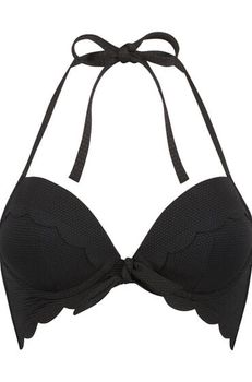 Hunkemöller Top de bikini preformado con efecto realce Scallop Copa A - E Negro