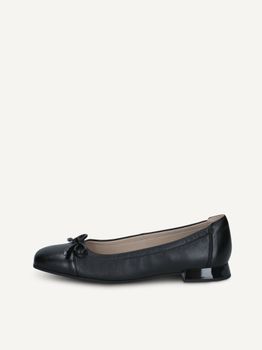 CAPRICE Ballerina, black, made of Leather and textile with Trapeze heel, Size 37