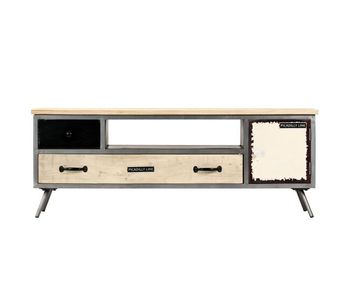 Mueble para tv - mueble tv - mesa de tv de madera de mango maciza y acero 120x30x45 cm