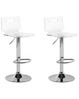 conjunto de 2 sillas de bar  giratoria transparente