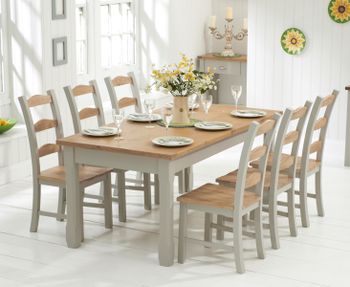 Somerset 180cm Oak and Grey Painted Extending Dining Table with Somerset Chairs - Oak and Grey, 6 Chairs