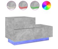 vidaxl mesita de noche con luces led gris hormigon 70x36x405 cm