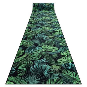 Alfombra De Pasillo Con Refuerzo De Goma Monstera Hojas, Verde 100 Cm 100x1300 Cm
