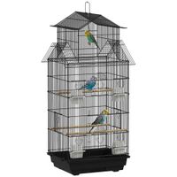 jaula para pajaros pawut diseno de casa comederos perchas 3 puertas bandeja extraible para excrementos  asa de transporte 505x41x cm color negro