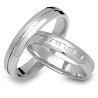 alianzas 14 quilates oro blanco 5 diamantes