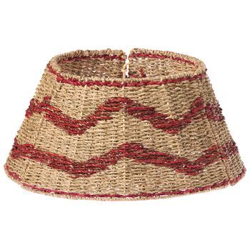 Base De Árbol De Navidad De Algas Marinas ⌀ 51 Cm Hecho A Mano Redondo Accesorios Natural Con Rojo Hiver