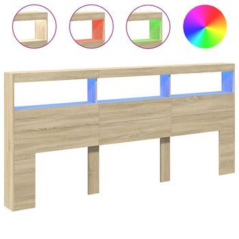Cabecero De Cama Con Led Roble Sonoma 220x17x102 Cm