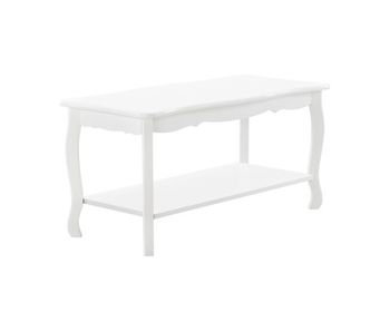 Mesa de centro pearl vintage con estante mdf lacado y pino 88 x 40 x 42 cm - blanco [en.casa]