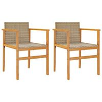 pack 2 uds sillas de jardin  silla de exterior  sillon madera maciza y ratan sintetico beige