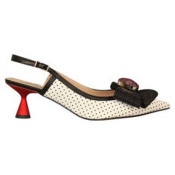 Ezzio Zapatos de tacón salon abierto piel fantasia con lazo y tacon contrastado para mujer