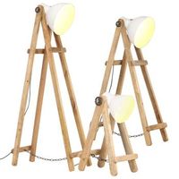 lampara de pie 3 piezas madera maciza de mango blanco e27 vidaxl