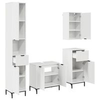 juego de muebles de bano brillante madera compuesta metal vidaxl