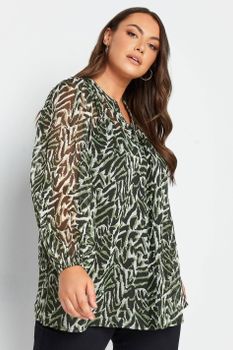 Yours London Blusa Estampado Cebra Verde, Mujer Curvy Y Tallas Grandes, Yours London