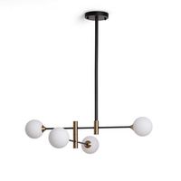 lampara colgante metal y cristal bull 4 negro mate