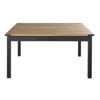 Mesa de comedor cuadrada de mango macizo y metal 145x145 cm