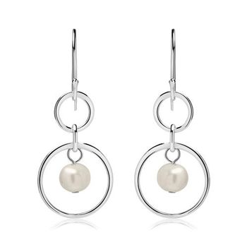 Pendientes circulares de plata 925 con perlas
