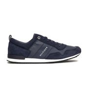tommy hilfiger para hombre fm0fm00924 zapatillas de piel iconic con cordones marino 45 negro plano 1 a 3cm casual