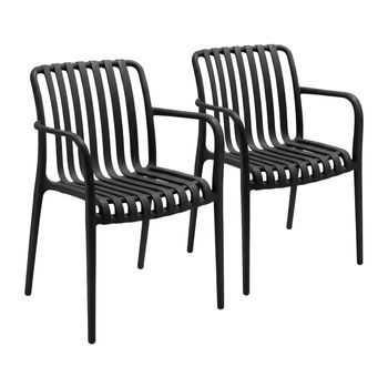 Pack De 2 Sillas Apilables De Exterior Con Reposabrazos Kaia En Polipropileno 7house