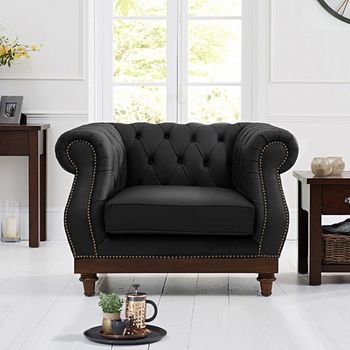 Henbury Chesterfield Black Leather Armchair