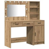 mesa tocador  mesa de maquillaje con cajon 2 piezas marron madera de ingenieria