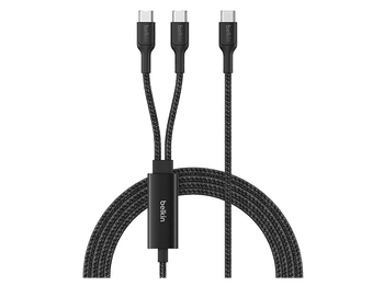 Cable USB - Belkin BoostCharge Pro trenzado USB-C a doble de 140 W, 1.5 m, Universal, Negro
