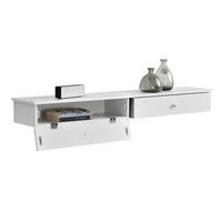 encasa set de 2 x estantes de pared con compartimento - 506 x 26 x 126cm - mesita de noche de pared con cajon - para almacenar - blanco