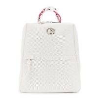 mochila de mujer efecto napa con microperforaciones y logotipo metalico ivory
