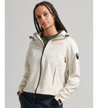 Superdry para mujer. W5011443A Chaqueta softshell con capucha CODE Trekker blanco (XL), Casual, Poliéster