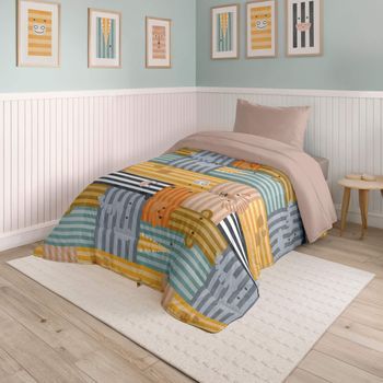 Naturals - Edredón Nórdico Estampado - Cama 90 - Microfibra - 300 Gramos - Animals Stripes