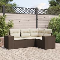 set de sofas de jardin 4 uds  juego de muebles de jardin y cojines ratan sintetico marron cfw17641
