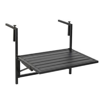 Etè - Mesa Plegable Para Barandilla 60 X 63 X 56 Cm, Estante Suspendido De Exterior En Metal Negro
