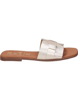 Sandalias Planas De Piel Para Mujer Lrk 5550 Color Oro 36