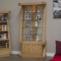 infinity designer oak and glass display cabinet