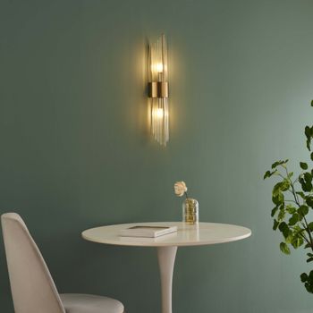 Aplique metal y cristal  60 cm