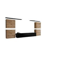 conjunto de muebles para salon switch iv r roble wotan y negro r acabados en roble fresado y negro brillante r diseno moderno