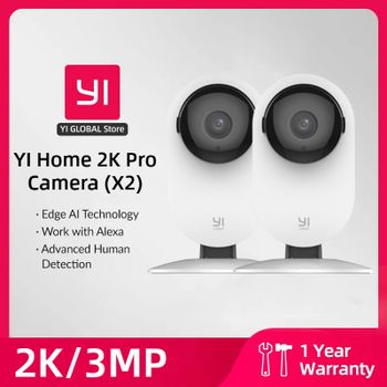 Cámara doméstica YI Pro 2K Wifi 2/4 Uds Kit 3MP con visión nocturna protección de seguridad IP detección humana/sonido alimentada por IA