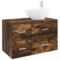 juego de muebles de bano 2 uds roble ahumado vidaxl