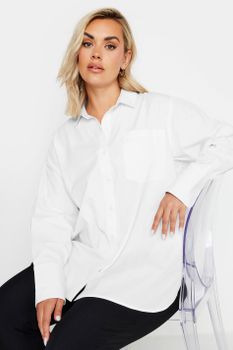 Yours Camisa Amplia Blanca De Algodón , Mujer Curvy Y Tallas Grandes, Yours