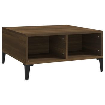 Mesa De Centro 60x60x30 Cm Madera Y Metal Trabajados - Marrón