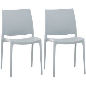Set De 2 Sillas Apilables Maya Plástico Gris Claro 50x44x81 Cm Clp