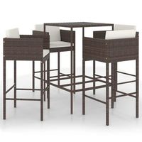 set de bar de jardin 5 pzas con cojines ratan sintetico marron vidaxl